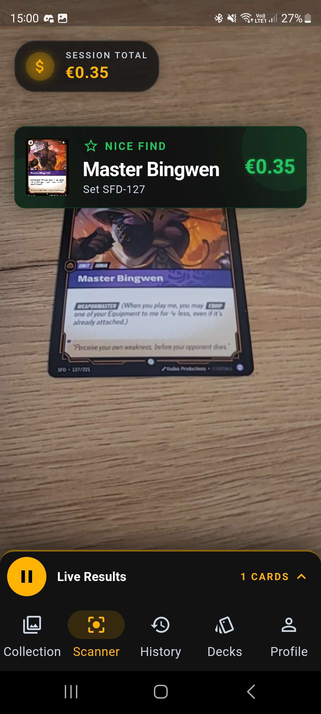 RiftSnap live scanner preview